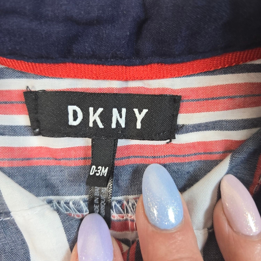 DKNY Striped Short Sleeve Baby Romper 0-3mo - Picture 4 of 6